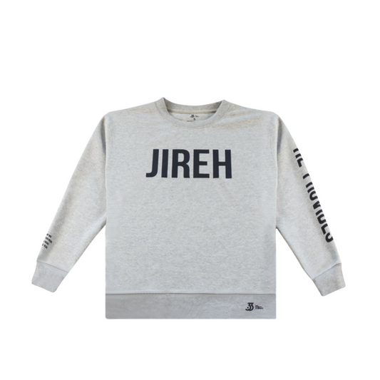 JIREH HE PROVIDES LIGHT GRAY SWEATER